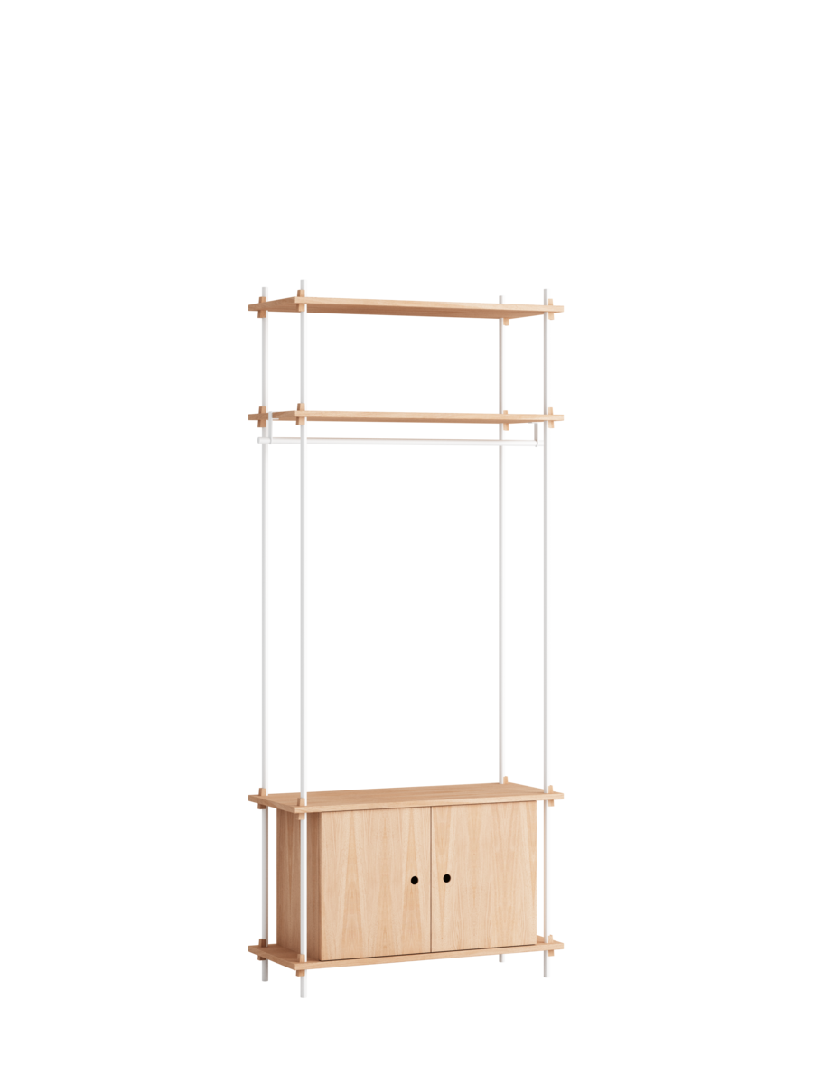 Tall Wardrobe with Clothing Bar and Cabinet