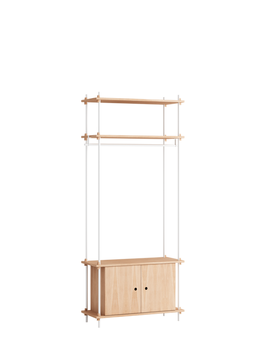 Tall Wardrobe with Clothing Bar and Cabinet