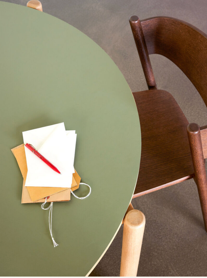 Oblique Dining Table Round Olive