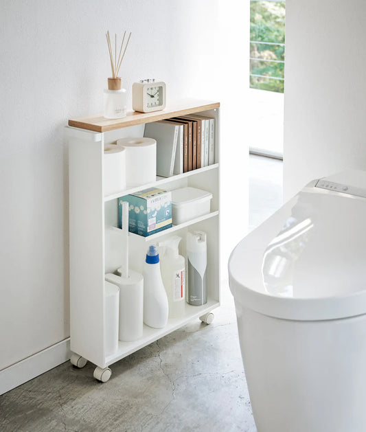 Tower Rolling Slim Bathroom Cart White